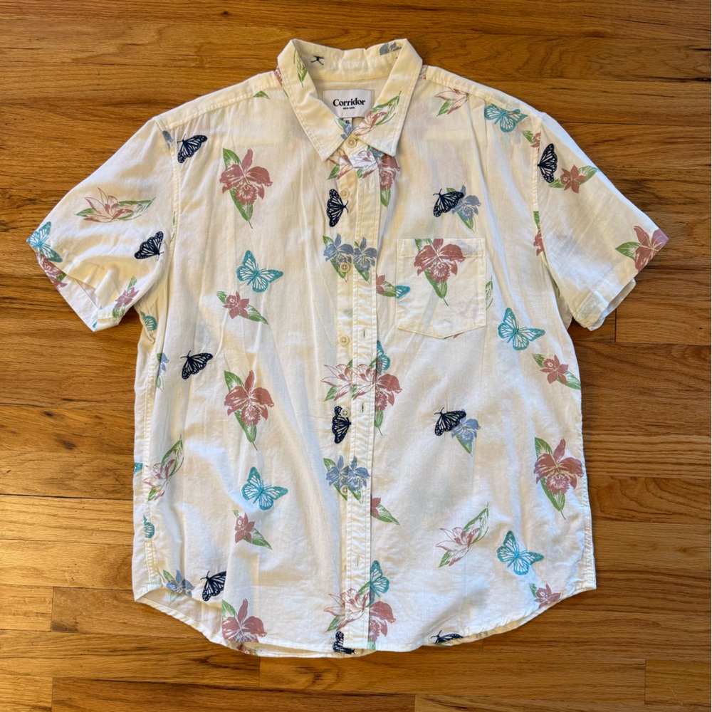Corridor NYC White Floral Men's Shirt